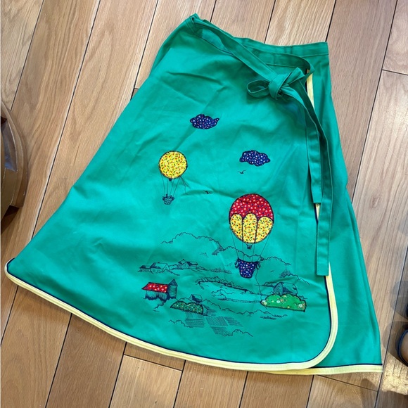 Vintage 70s wrap skirt hot air balloon patchwork green circle skirt - Picture 8 of 9